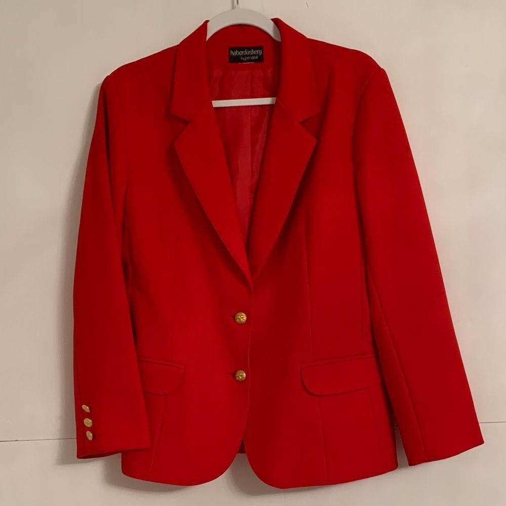 Haberdashery Red Pockets Two Buttons Women's Blazer Size 10